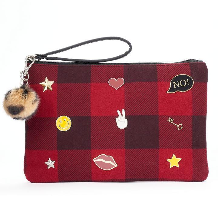 So&reg; Buffalo Plaid Pin Wristlet, Women's, Dark Pink