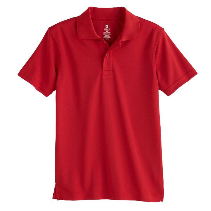 Boys 8-20 Husky Chaps School Uniform Performance Polo, Boy's, Size: 14 Husky, Red Other