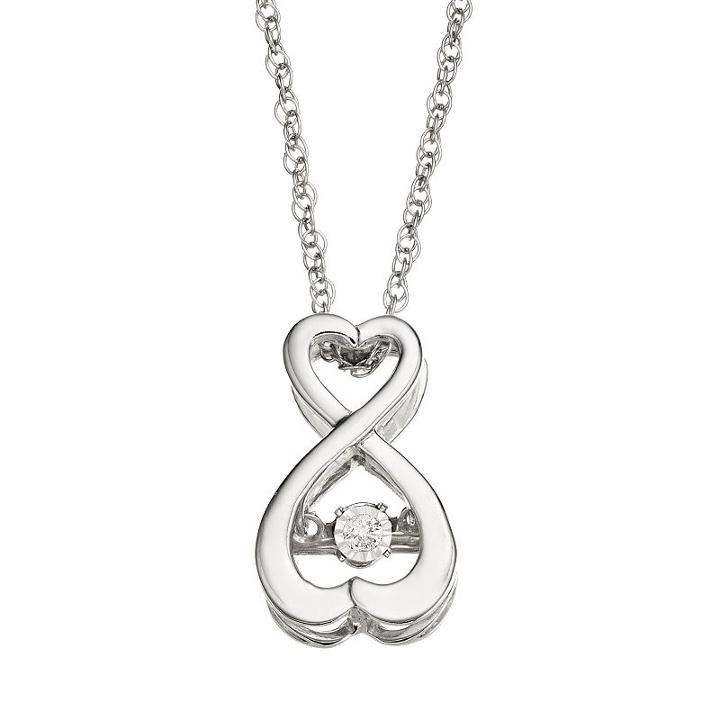 Dancing Love Diamond Accent Sterling Silver Infinity Heart Pendant Necklace, Women's, White