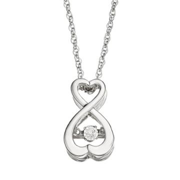 Dancing Love Diamond Accent Sterling Silver Infinity Heart Pendant Necklace, Women's, White