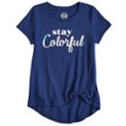 Girls 7-16 So&reg; Knot Front Graphic Tee, Size: 7-8, Dark Blue