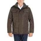 Men's London Fog Towne By London Fog Quilted Hooded Parka, Size: Large, Dark Brown
