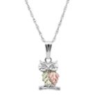 Black Hills Gold Tri Tone Leaf Owl Pendant In Sterling Silver, Women's, Size: 18