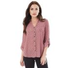Juniors' Iz Byer California Roll-tab Button Down Shirt, Teens, Size: Large, Mauve Black Dot