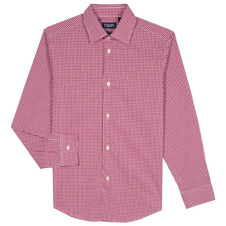 Boys 8-20 Chaps Gingham Button-down Shirt, Size: 10-12, Dark Red