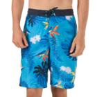 Men's Speedo Paradise Floral Vaporplus Microfiber E-board Shorts, Size: Medium, Med Blue