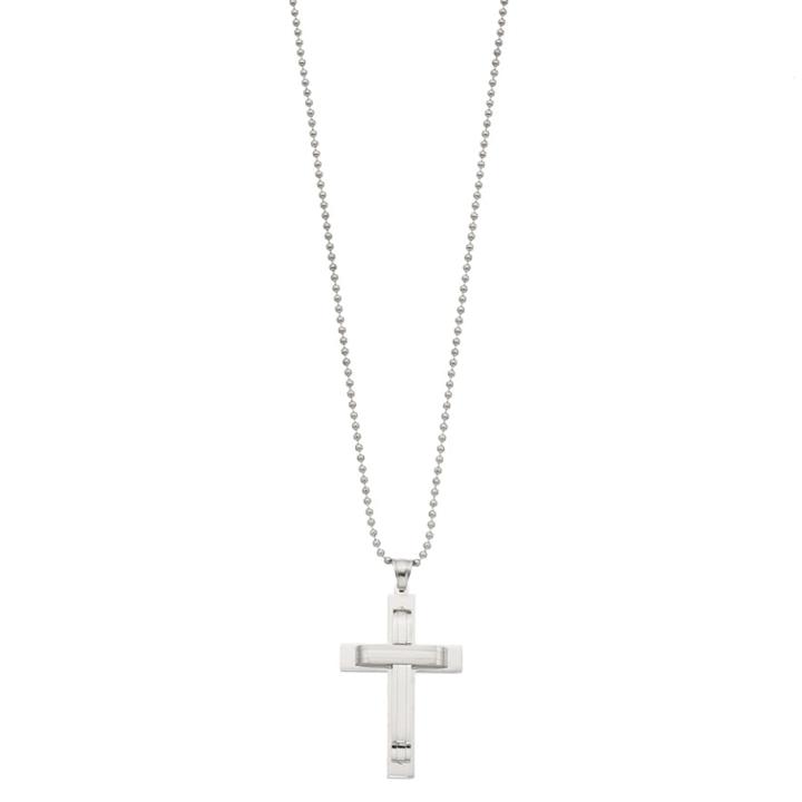 1913 Men's Stainless Steel Cross Pendant Necklace, Size: 24, Silver