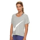 Women's Nike Swoosh Drop Shoulder Graphic Tee, Size: Xl, Grey Other