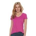Women's Sonoma Goods For Life&trade; Slubbed V-neck Tee, Size: Small, Dark Pink
