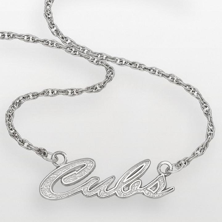 Logoart Chicago Cubs Sterling Silver Script Necklace, Women's, Size: 18, Grey