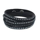 Simply Vera Vera Wang Black Faux Leather Multi Row Wrap Bracelet With Swarovski Crystals, Women's, White