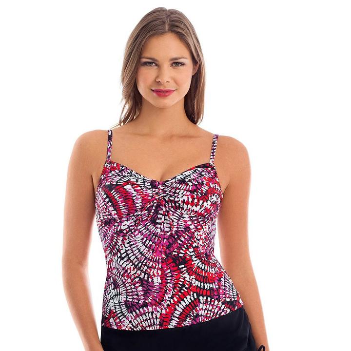 Women's Upstream Sport Tie-dye Underwire Tankini Top, Size: 16, Red