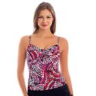 Women's Upstream Sport Tie-dye Underwire Tankini Top, Size: 16, Red