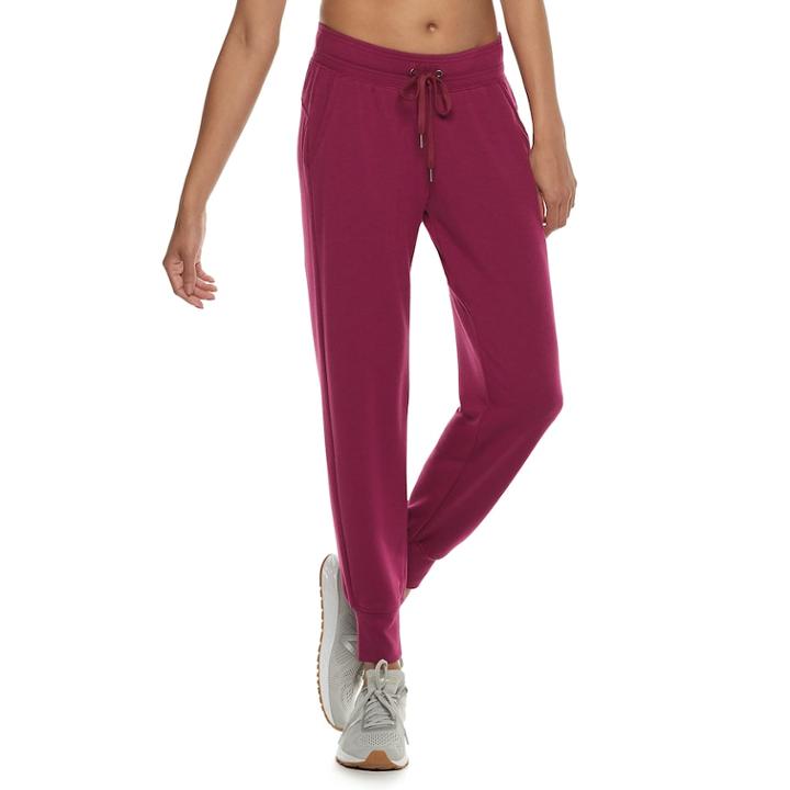 Women's Tek Gear&reg; French Terry Mid-rise Jogger Sweatpants, Size: Medium, Dark Red
