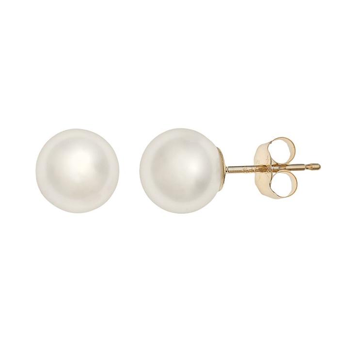 Pearlustre By Imperial 10k Gold 7-mm Cultured Pearl Stud Earrings, Women's, Yellow