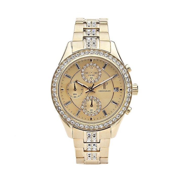 Jennifer Lopez Women's Crystal Stainless Steel Chronograph Watch, Size: Medium, Gold
