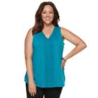 Plus Size Croft & Barrow&reg; Pintuck Crochet-trim Tank, Women's, Size: 2xl, Dark Blue