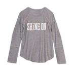 Girls 7-16 Harper & Elliott Lace Trim Textured Graphic Tee, Size: Medium, Grey (charcoal)