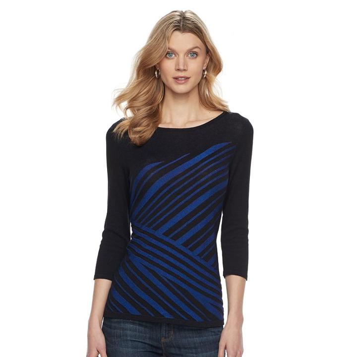 Women's Dana Buchman Striped Boatneck Top, Size: Xs, Med Blue