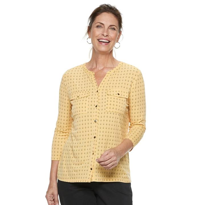 Women's Croft & Barrow&reg; Print Shirt, Size: Xl, Drk Yellow