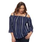 Plus Size Sonoma Goods For Life&trade; Printed Cold-shoulder Top, Women's, Size: 3xl, Dark Blue