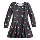 Girls 4-12 Jumping Beans&reg; Long Sleeve Princess Seam Print Dress, Size: 5, Dark Grey