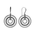 Lavish By Tjm Sterling Silver Crystal Concentric Hoop Drop Earrings - Made With Swarovski Marcasite, Women's, White