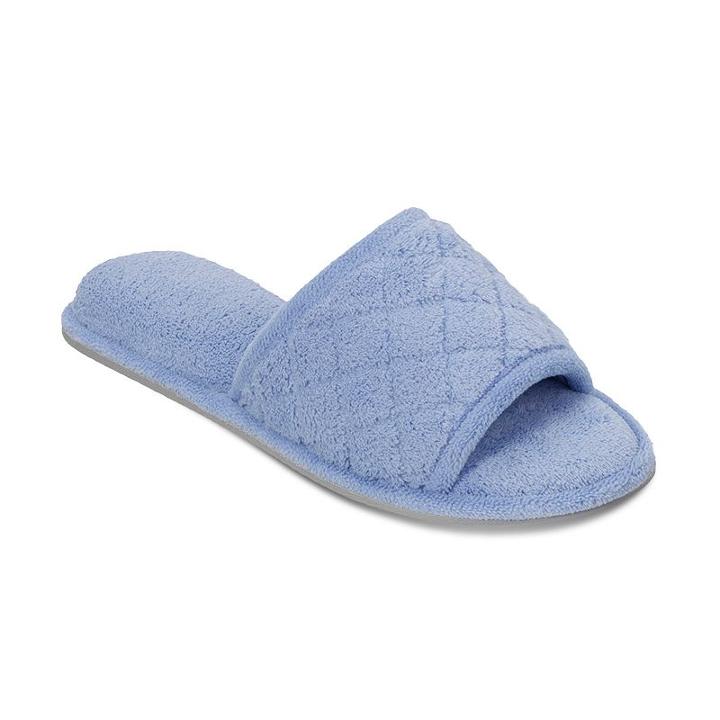 Women's Dearfoams Microfiber Terry Quilted Slide Slippers, Size: Xl, Light Blue