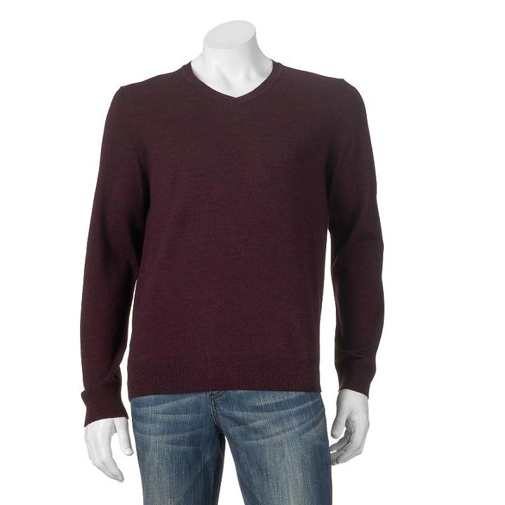 Big & Tall Apt. 9&reg; Modern-fit Merino V-neck Sweater, Men's, Size: 4xb, Dark Red