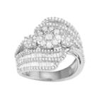10k White Gold 1 1/2 Carat T.w. Diamond Flower Swirl Ring, Women's, Size: 6
