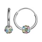 Charming Girl Kids' Sterling Silver Crystal Ball Hoop Earrings, Multicolor