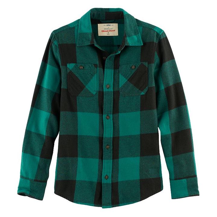Boys 8-20 Urban Pipeline&reg; Ultimate Regular-fit 2-pocket Flannel Button-down Shirt, Size: Small, Med Green