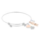 Love This Life Two-tone Crystal Sisters & Heart Charm Bangle Bracelet, Women's, Silver