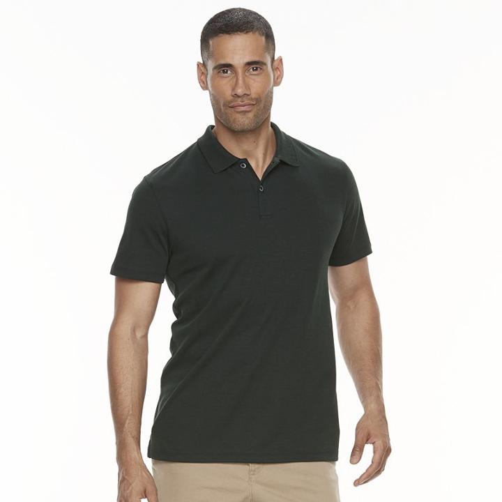 Men's Apt. 9&reg; Modern-fit Birdseye Stretch Polo, Size: Small, Dark Green