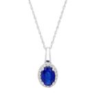 14k White Gold Sapphire & 1/10 Carat T.w. Diamond Oval Halo Pendant Necklace, Women's, Size: 18, Blue
