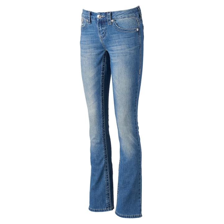 Women's Seven7 Embellished Slim Boot-cut Jeans, Size: 14, Brt Blue