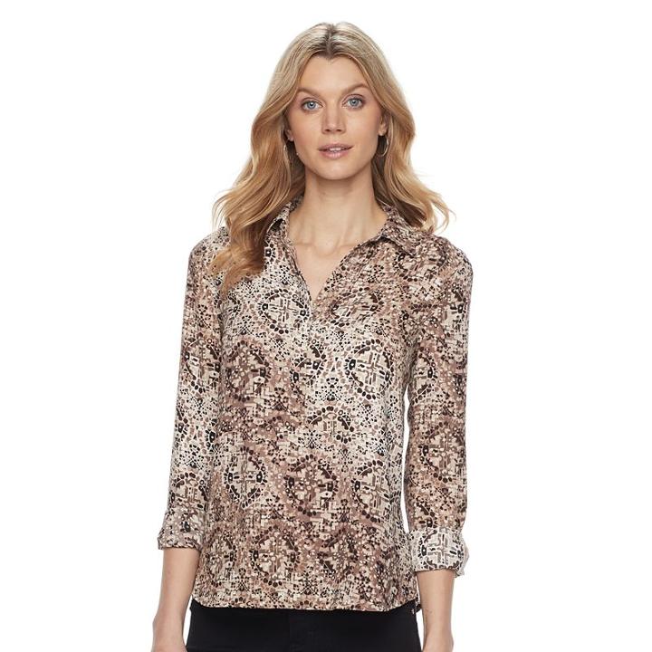 Women's Dana Buchman Button-placket Shirt, Size: Small, Med Beige