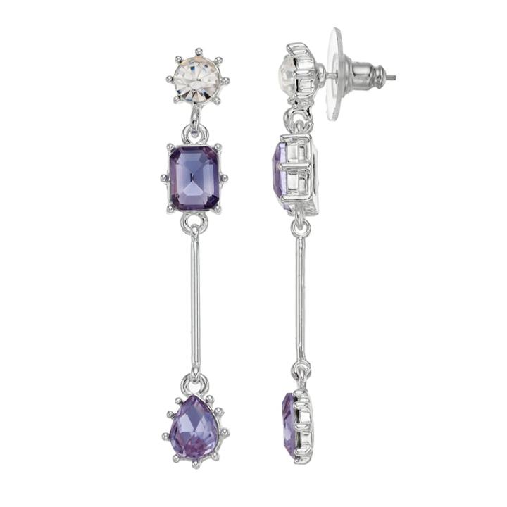 Lc Lauren Conrad Geometric Stone Nickel Free Linear Earrings, Women's, Blue