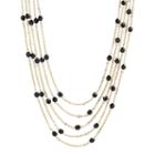 1928 Gold Tone Bead Multistrand Station Necklace, Women's, Size: 16, Black