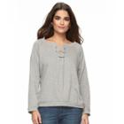 Women's Alex & Parker Lace-front Sweatshirt, Size: Small, Grey