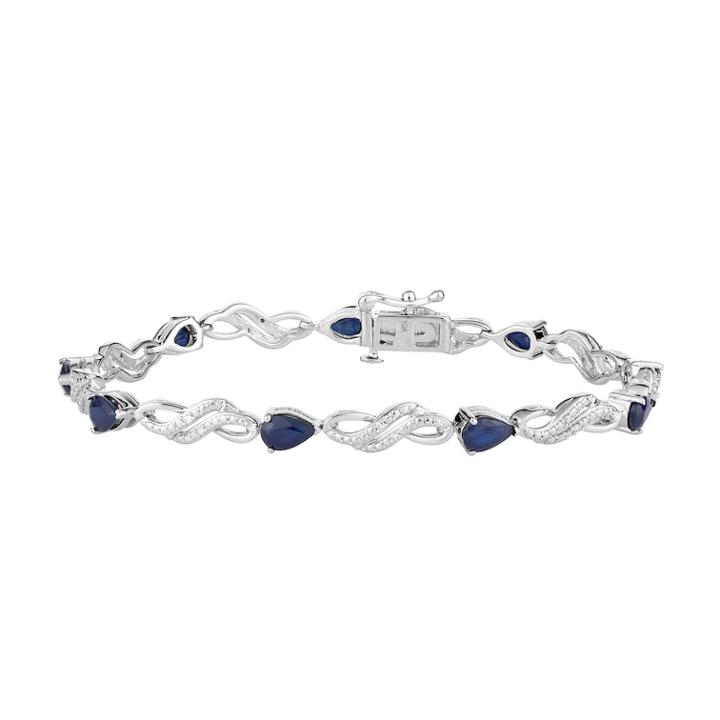 10k White Gold Sapphire & Diamond Accent Double Infinity Link Bracelet, Women's, Size: 7.5, Blue