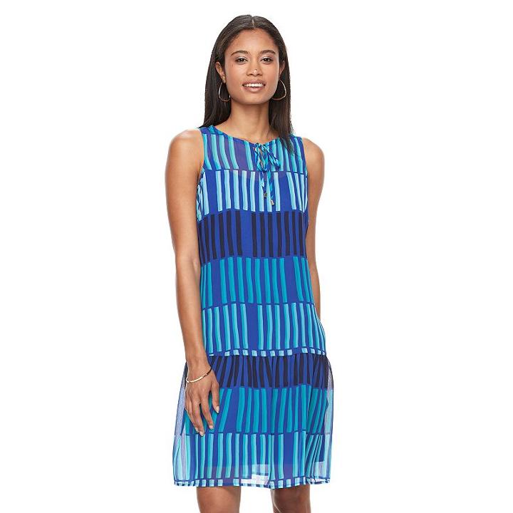 Apt. 9, Women's &reg; Chiffon Drop Waist Dress, Size: Xl, Blue