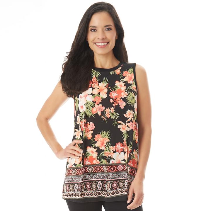 Women's Apt. 9&reg; Printed Swing Tank, Size: Small, Floral Border