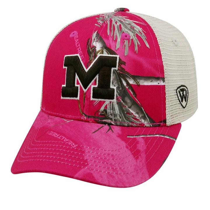 Adult Top Of The World Michigan Wolverines Doe Camo Adjustable Cap, Med Pink