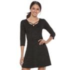 Juniors' Trixxi Glitter Cutout Skater Dress, Teens, Size: Medium, Black