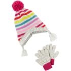 Girls 4-14 Carter's Heidi Pom Striped Hat & Gloves Set, Size: 4-8, Multi