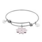 Love This Life Be. You. Tiful Flower Bangle Bracelet, Women's, White