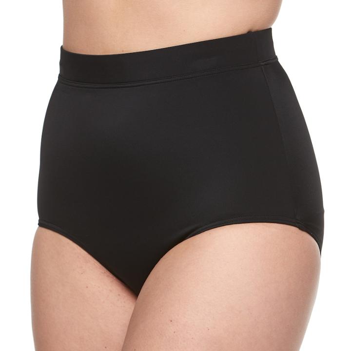 Women's A Shore Fit High-waisted Brief Bottoms, Size: 12, Black