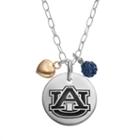 Fiora Crystal Sterling Silver Auburn Tigers Team Logo & Heart Pendant Necklace, Women's, Size: 16, Orange