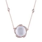 Rose Quartz & White Topaz Pink Rhodium-plated Sterling Silver Station Necklace, Women's, Size: 18